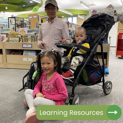 learning resources, three people are standing in the kidspace and smiling